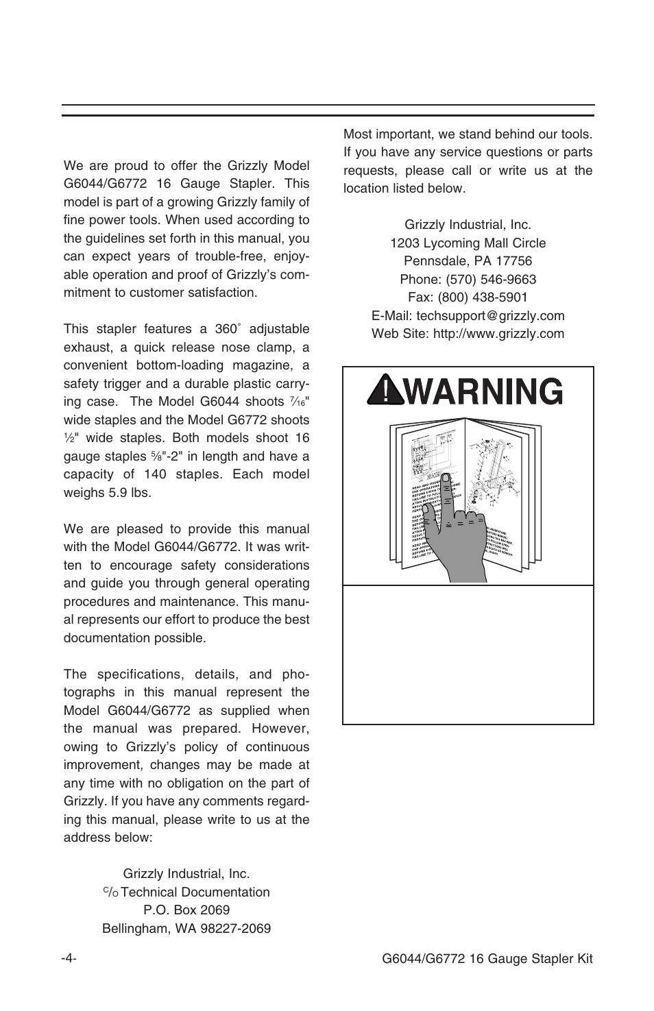 Introduction, Commentary | Grizzly G6772 User Manual | Page 5 / 20