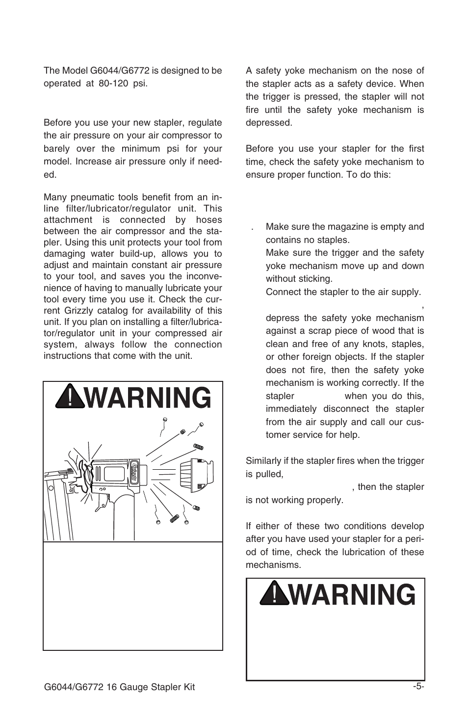 Compressed air system safety yoke mechanism | Grizzly G6772 User Manual | Page 6 / 20