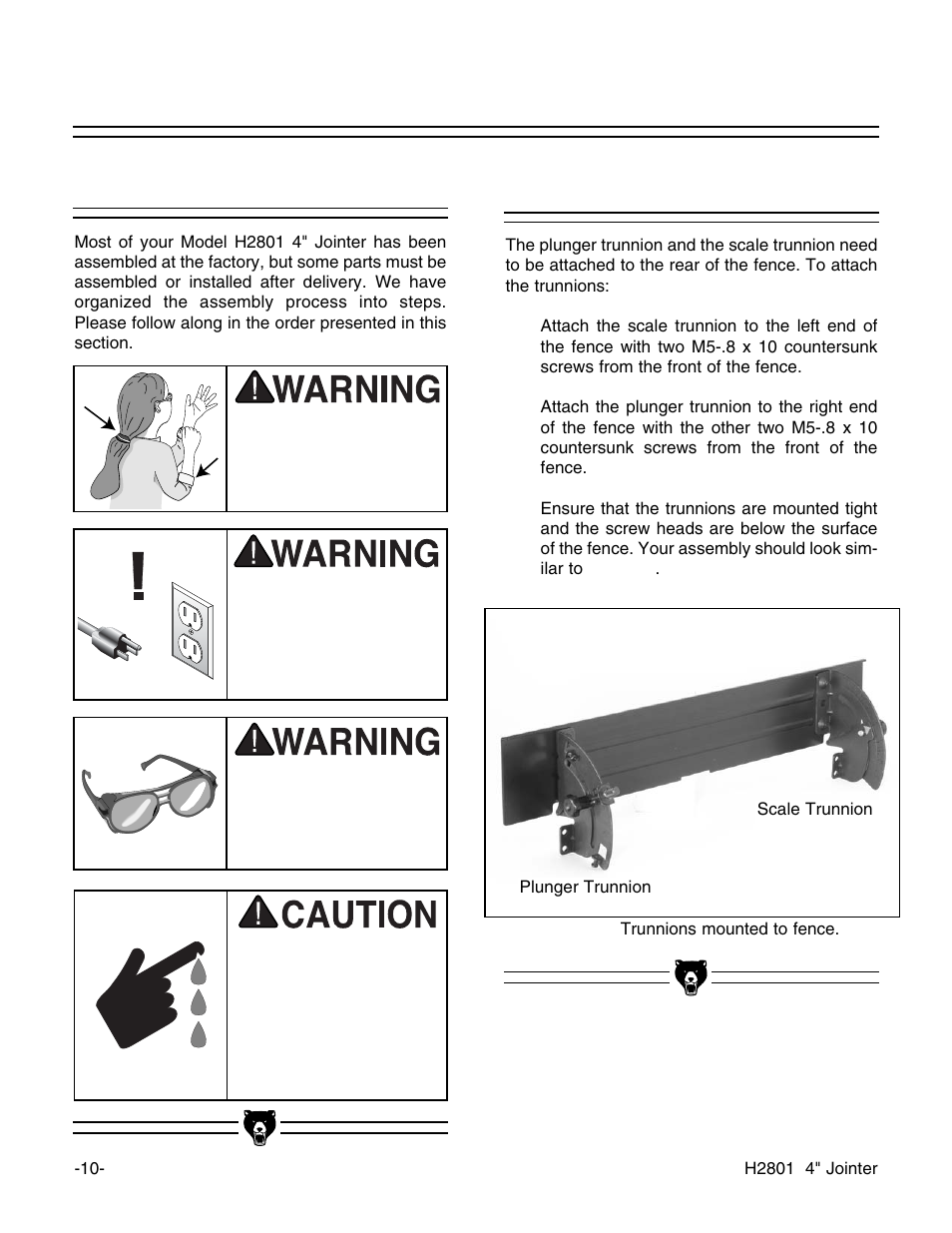 Beginning assembly, Trunnions | Grizzly H2801 User Manual | Page 12 / 32