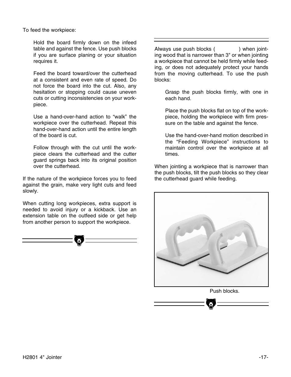 Push blocks | Grizzly H2801 User Manual | Page 19 / 32