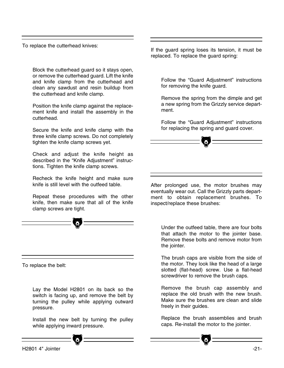 Grizzly H2801 User Manual | Page 23 / 32