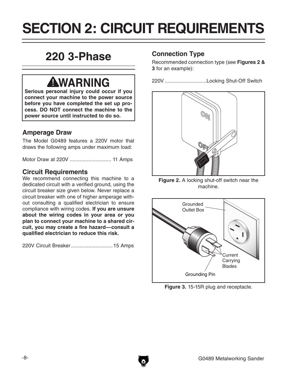 220 3-phase | Grizzly G0489 User Manual | Page 10 / 28