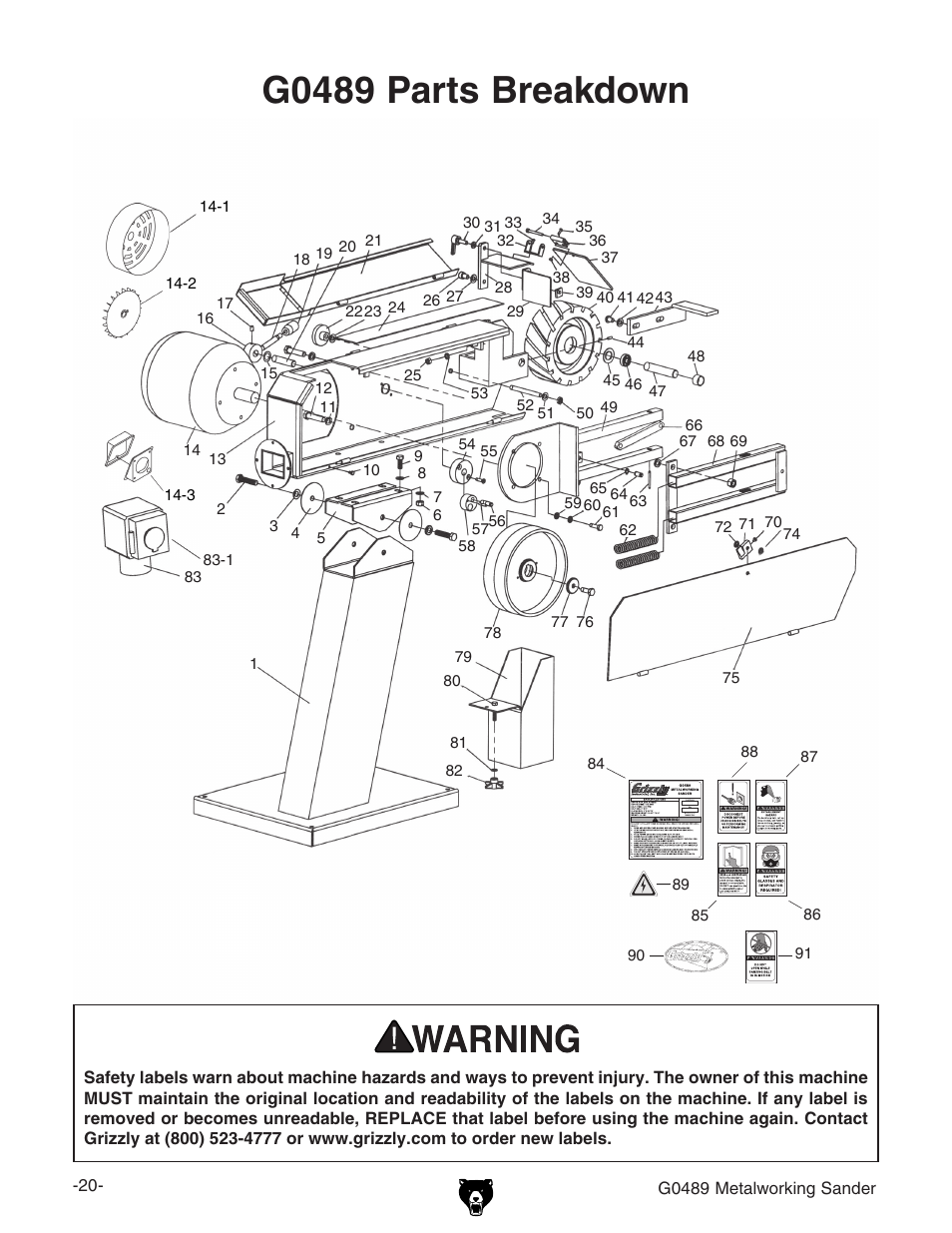 G0489 parts breakdown | Grizzly G0489 User Manual | Page 22 / 28