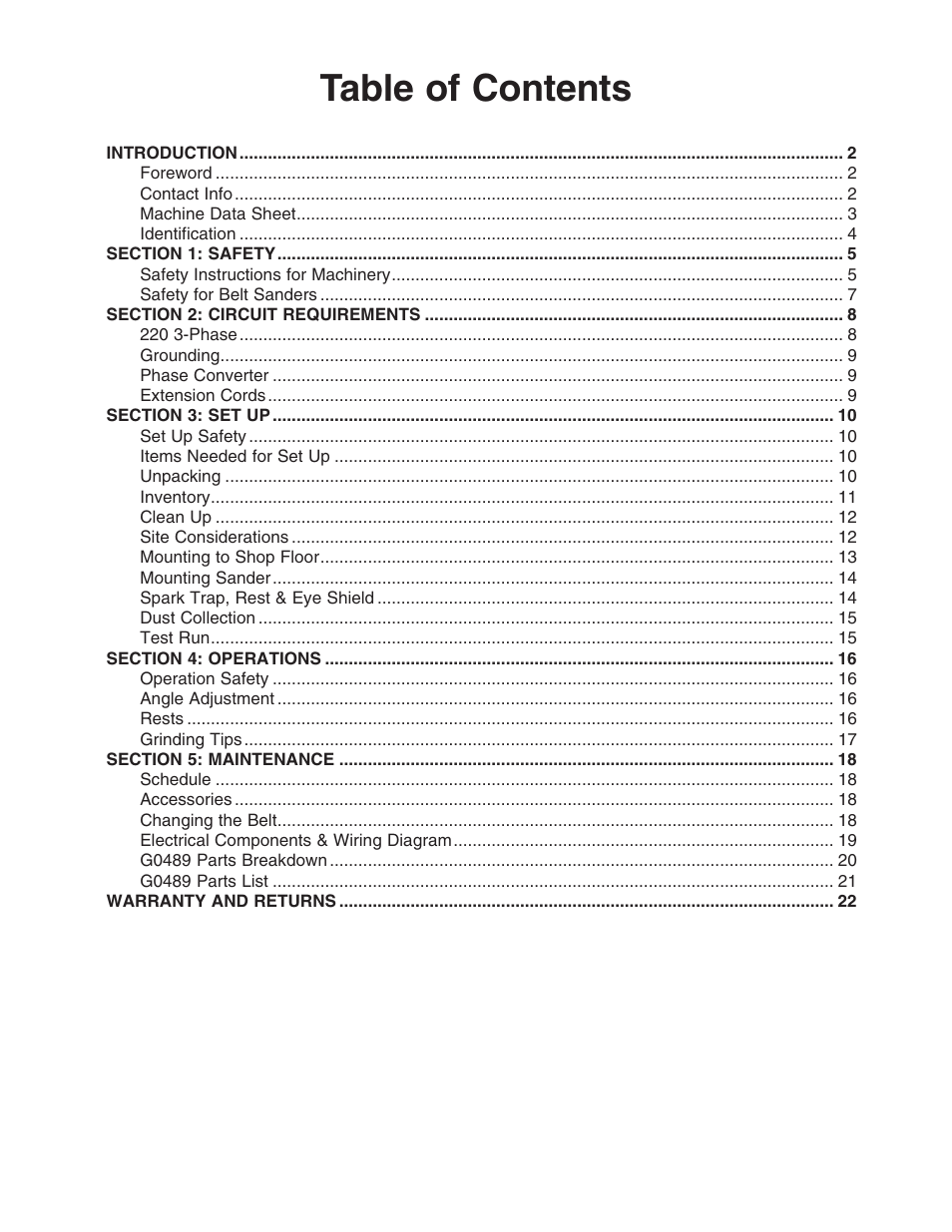 Grizzly G0489 User Manual | Page 3 / 28