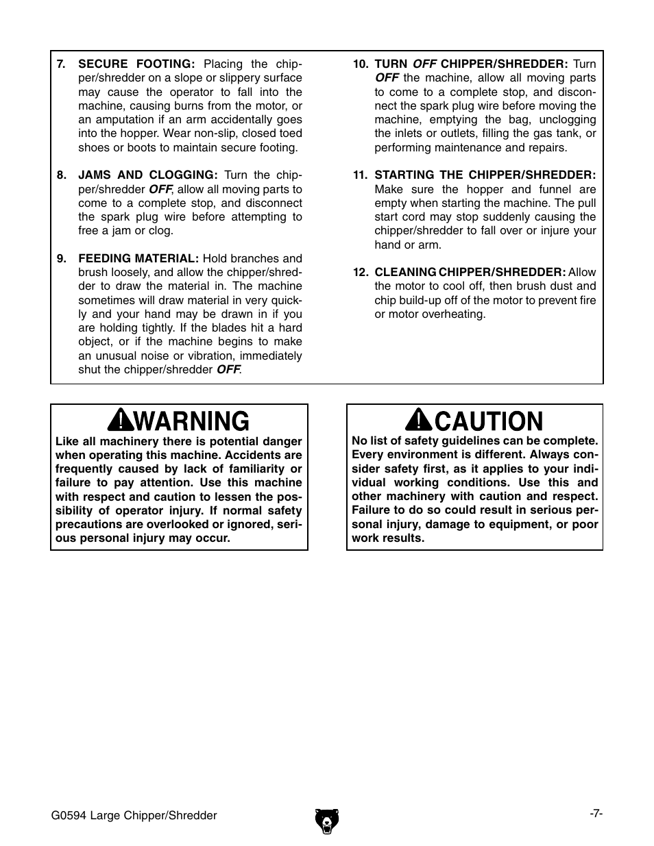 Grizzly G0594 User Manual | Page 9 / 24