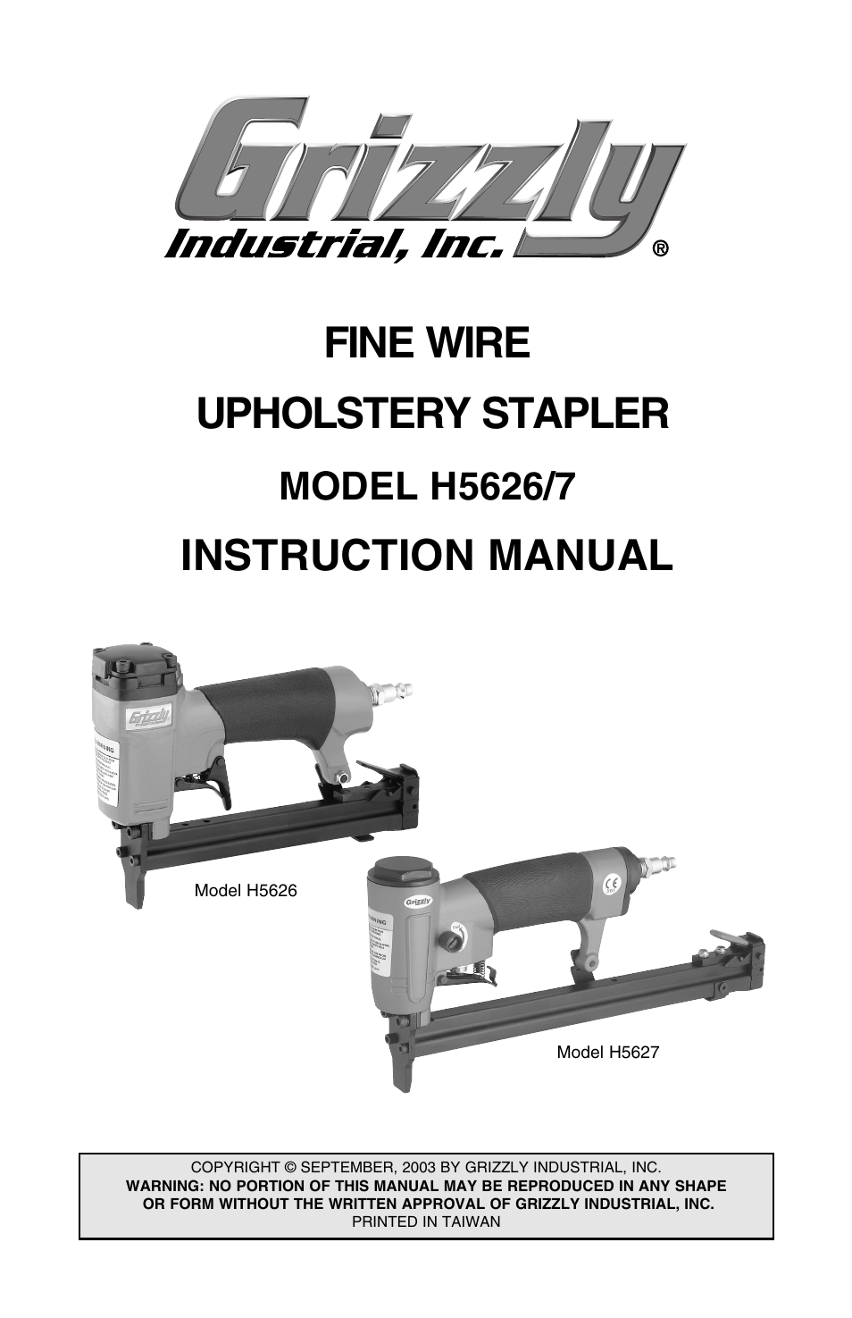 Grizzly H5626/7 User Manual | 20 pages