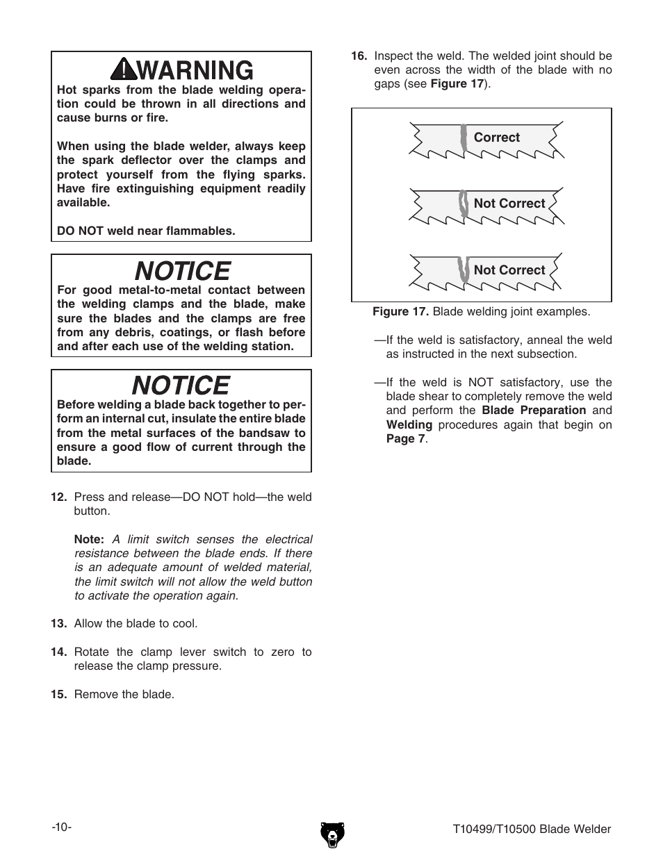Notice | Grizzly Portable Blade T10499 User Manual | Page 10 / 20