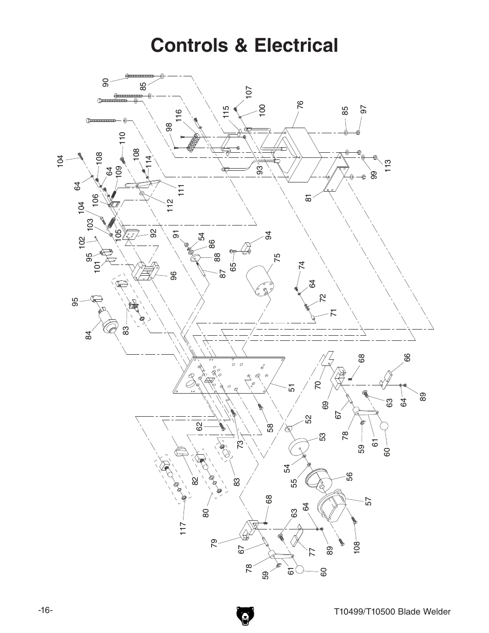 Controls & electrical | Grizzly Portable Blade T10499 User Manual | Page 16 / 20