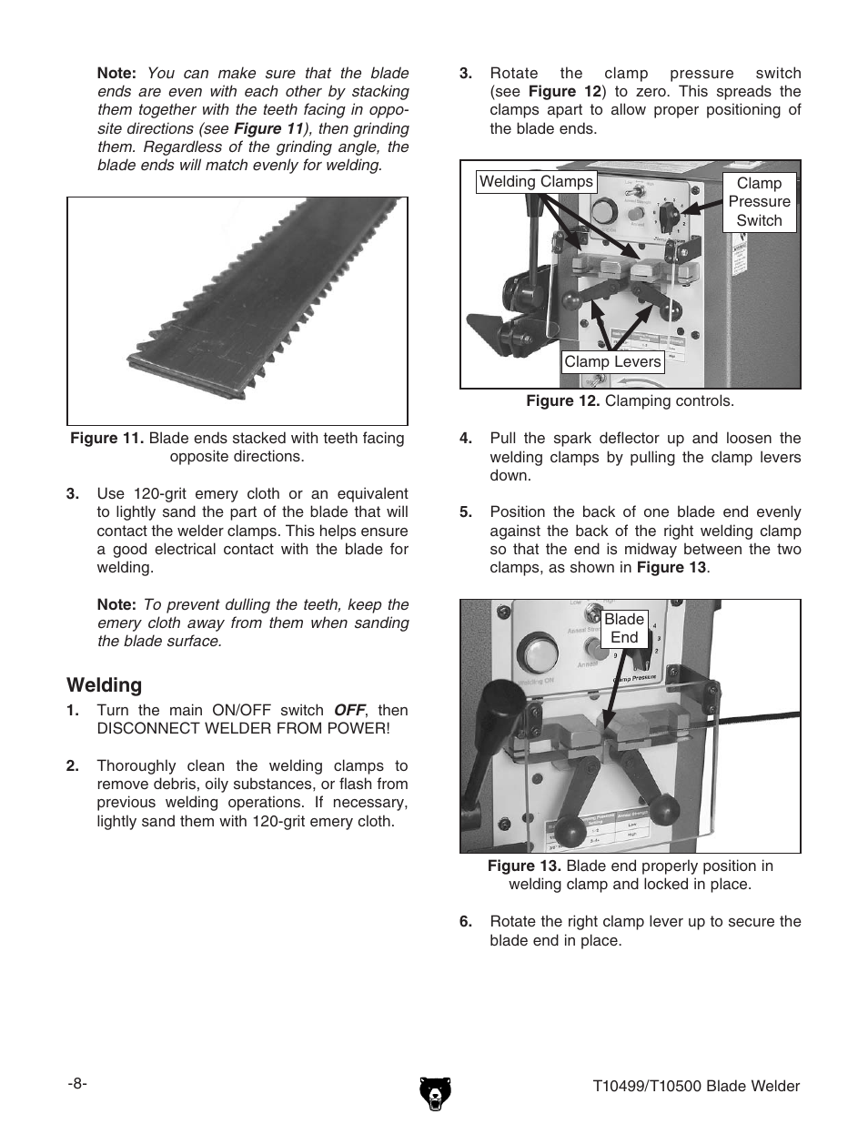 Welding | Grizzly Portable Blade T10499 User Manual | Page 8 / 20