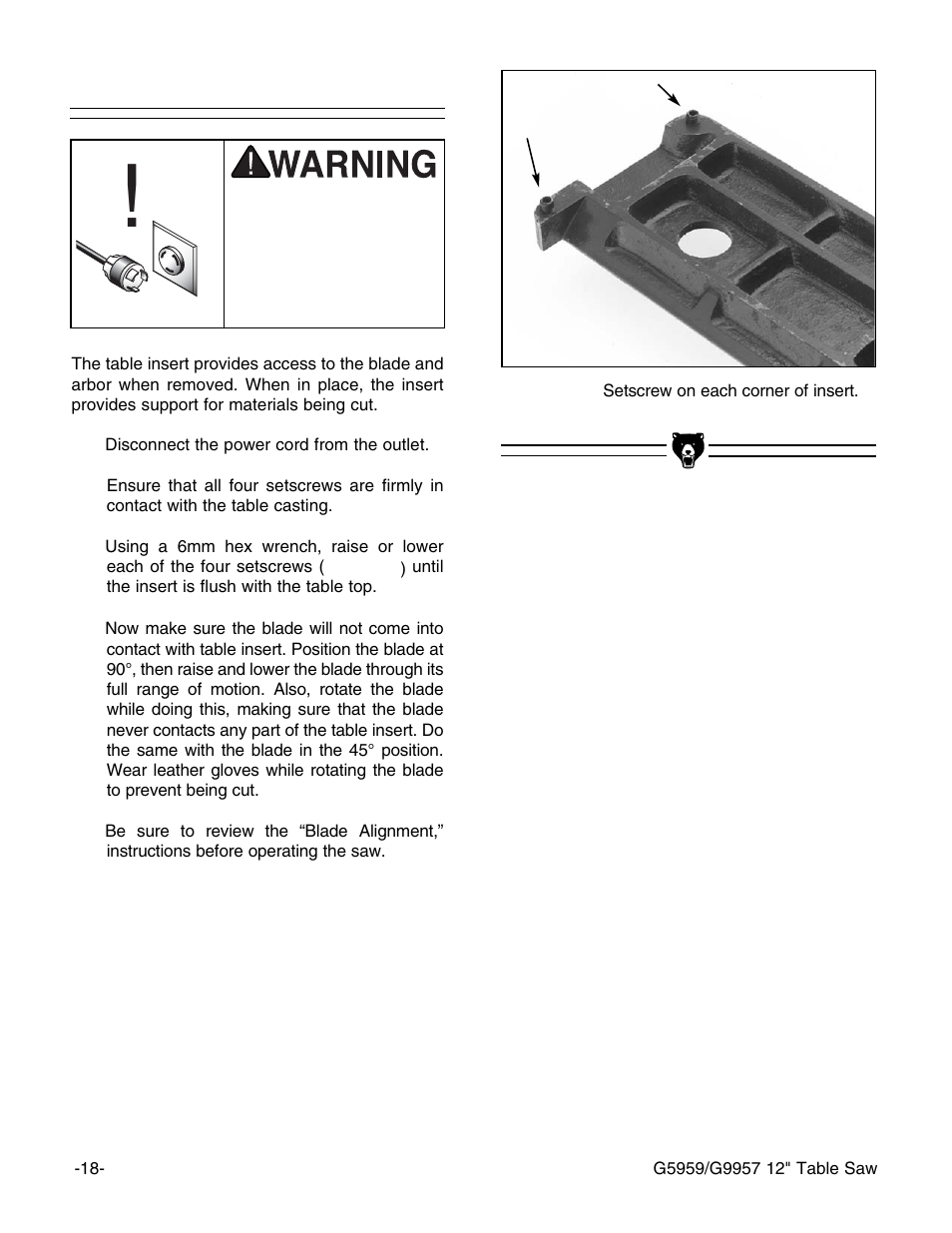 Table insert | Grizzly G9957 User Manual | Page 20 / 52