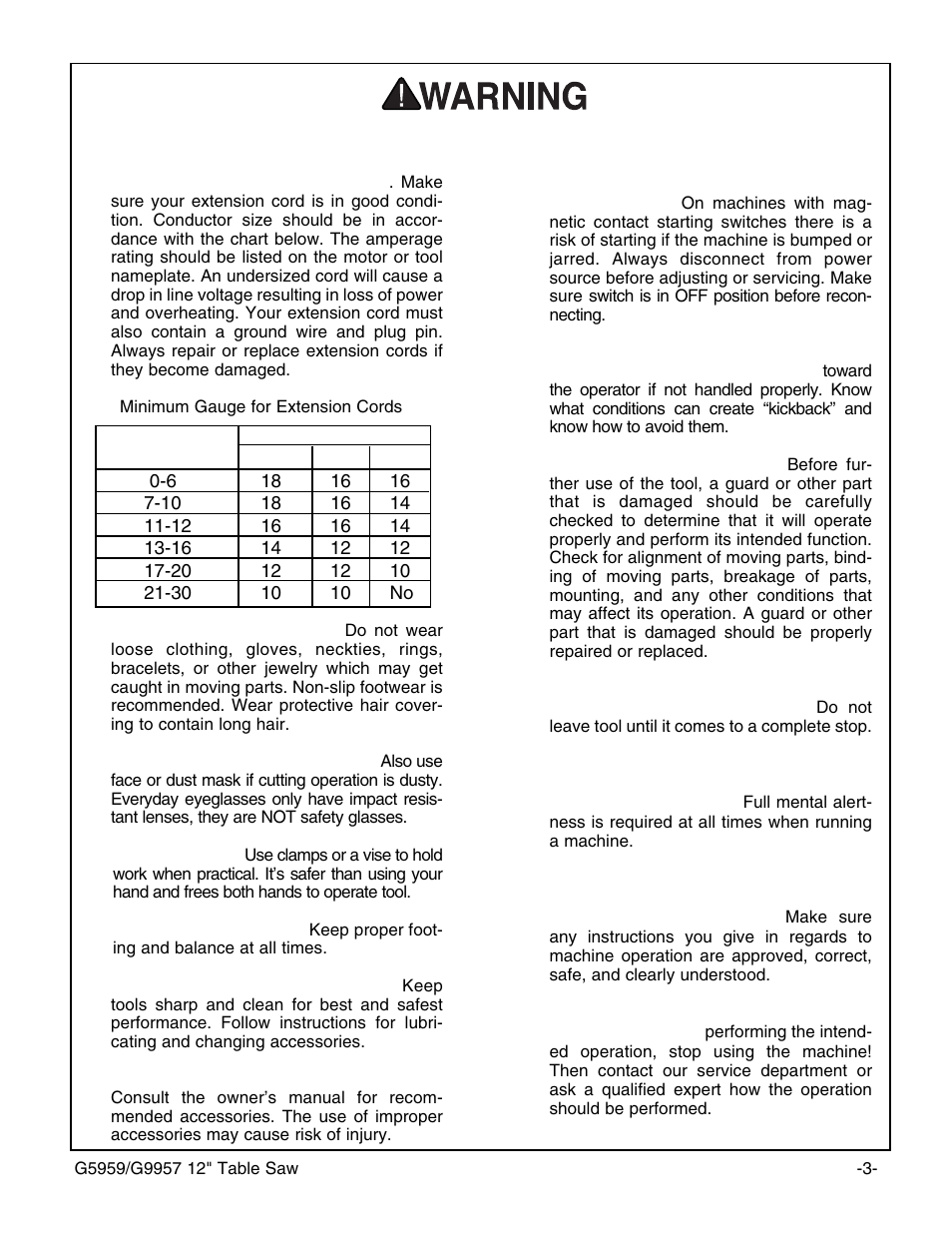 Safety instructions for power tools | Grizzly G9957 User Manual | Page 5 / 52