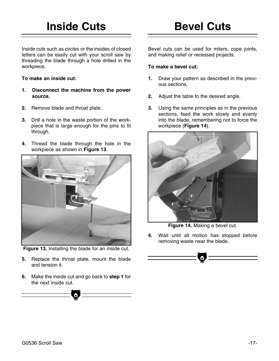 Bevel cuts inside cuts | Grizzly Model G0536 User Manual | Page 19 / 31