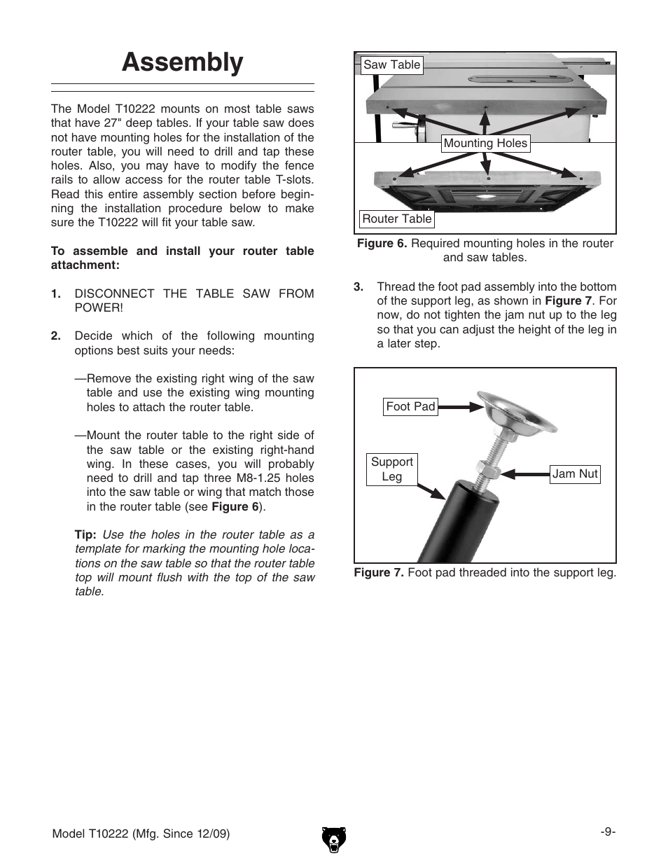 Assembly | Grizzly T10222 User Manual | Page 11 / 28