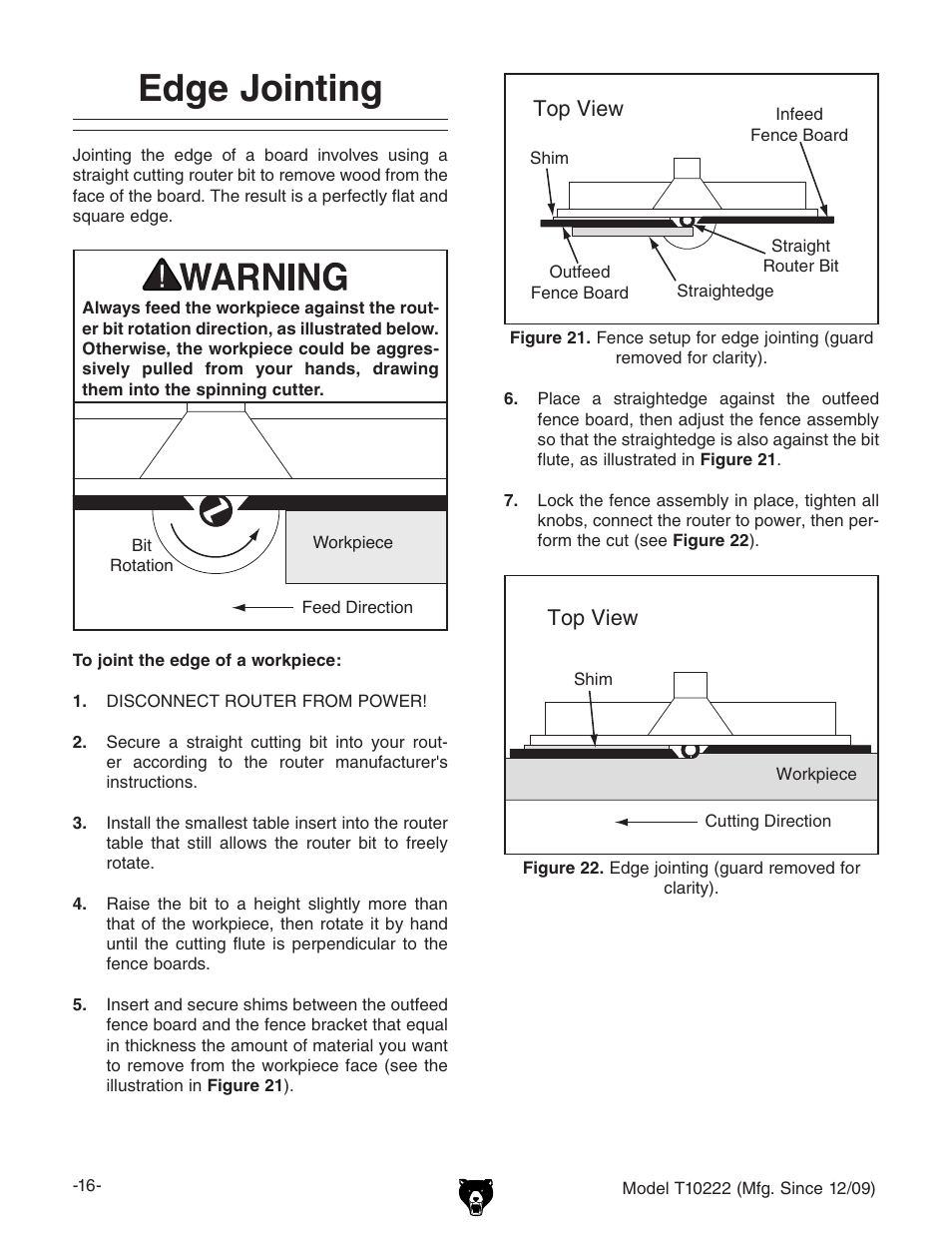 Edge jointing | Grizzly T10222 User Manual | Page 18 / 28