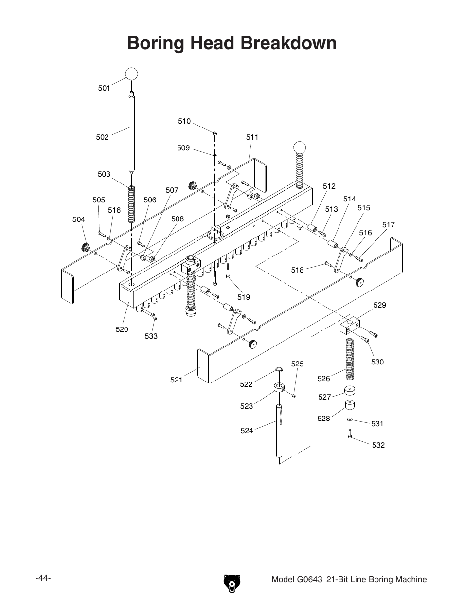 Boring head breakdown | Grizzly 21-Bit Line Boring Machine G0643 User Manual | Page 11 / 13