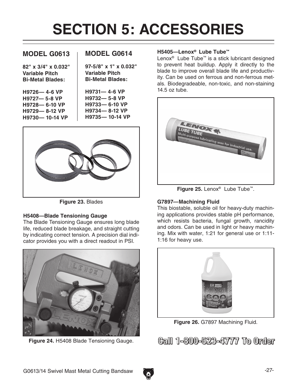 Model g0613, Model g0614 | Grizzly G0614 User Manual | Page 29 / 68