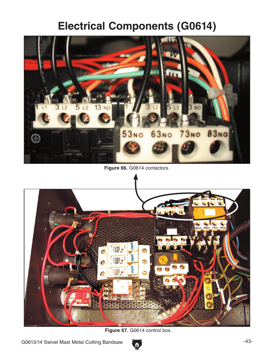 Electrical components (g0614) | Grizzly G0614 User Manual | Page 45 / 68