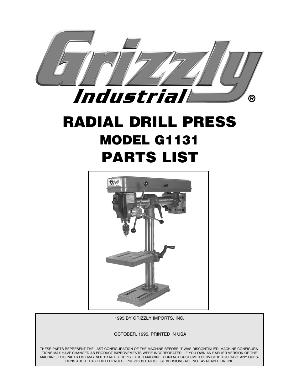 Grizzly G1131 User Manual | 3 pages