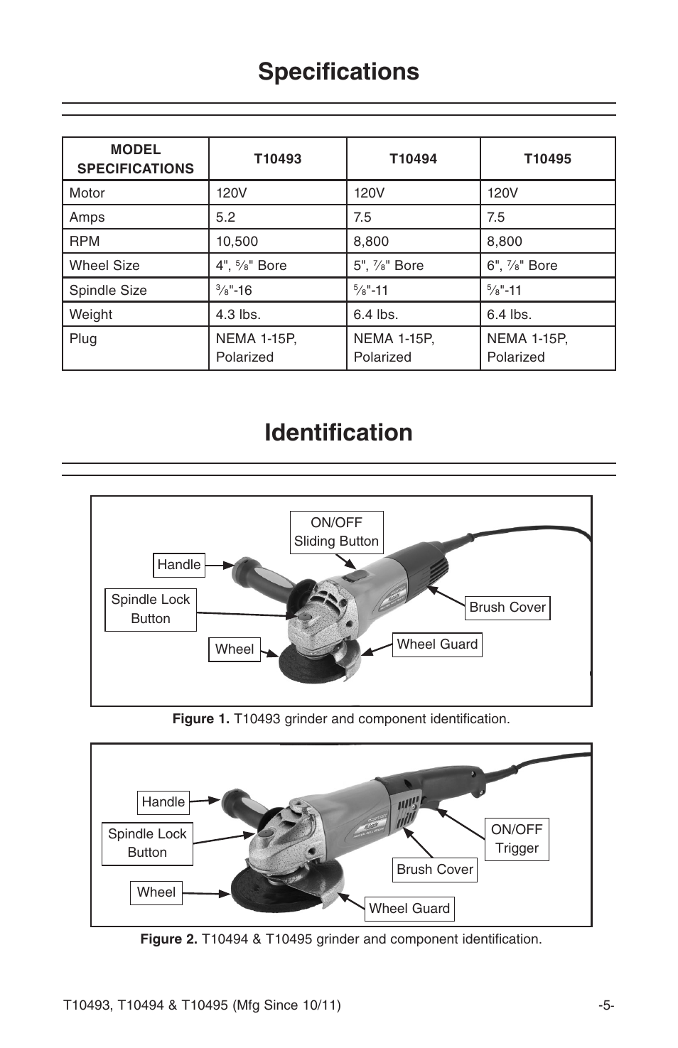 Specifications identification | Grizzly Angle s T10493 User Manual | Page 7 / 24