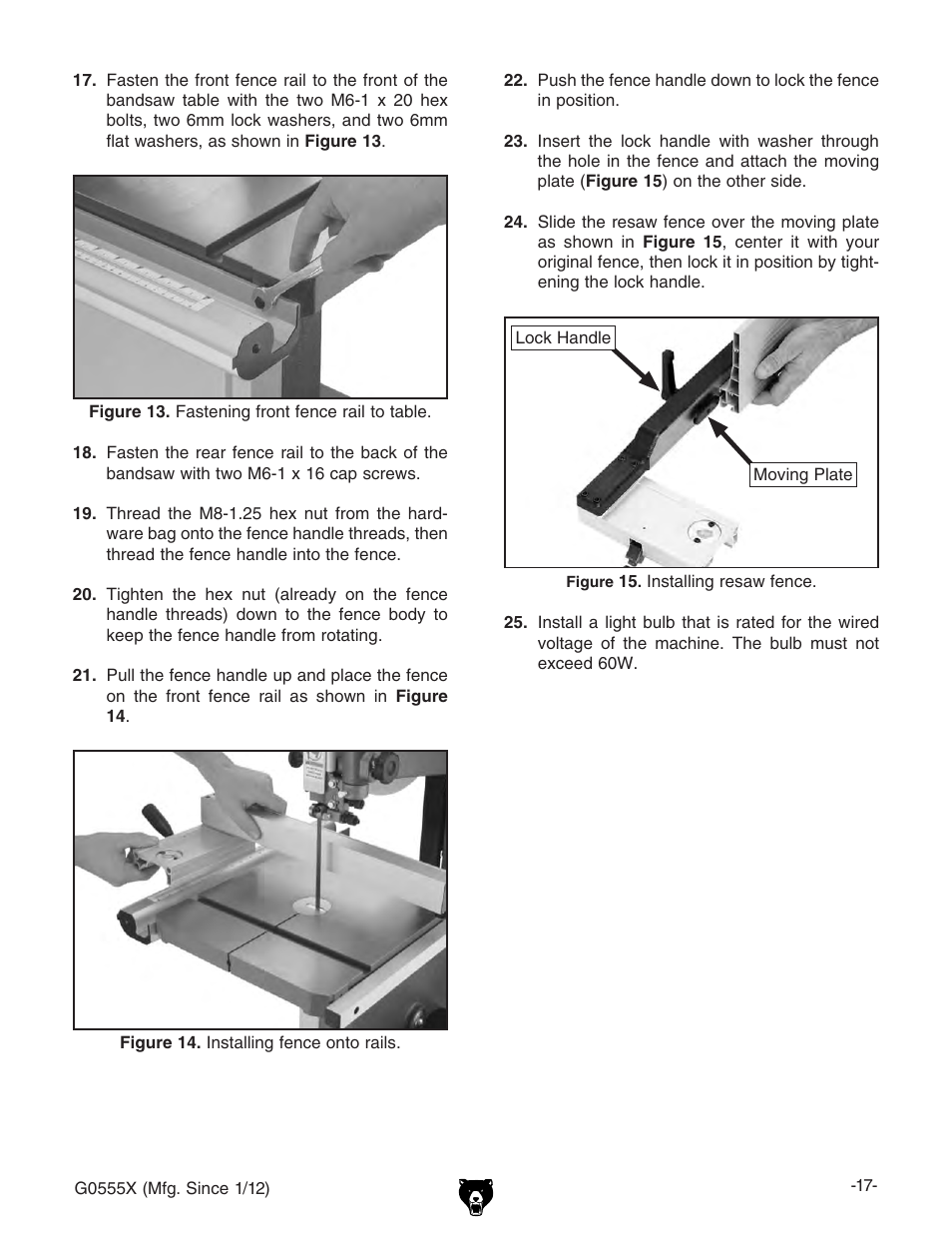 Grizzly G0555X User Manual | Page 19 / 60