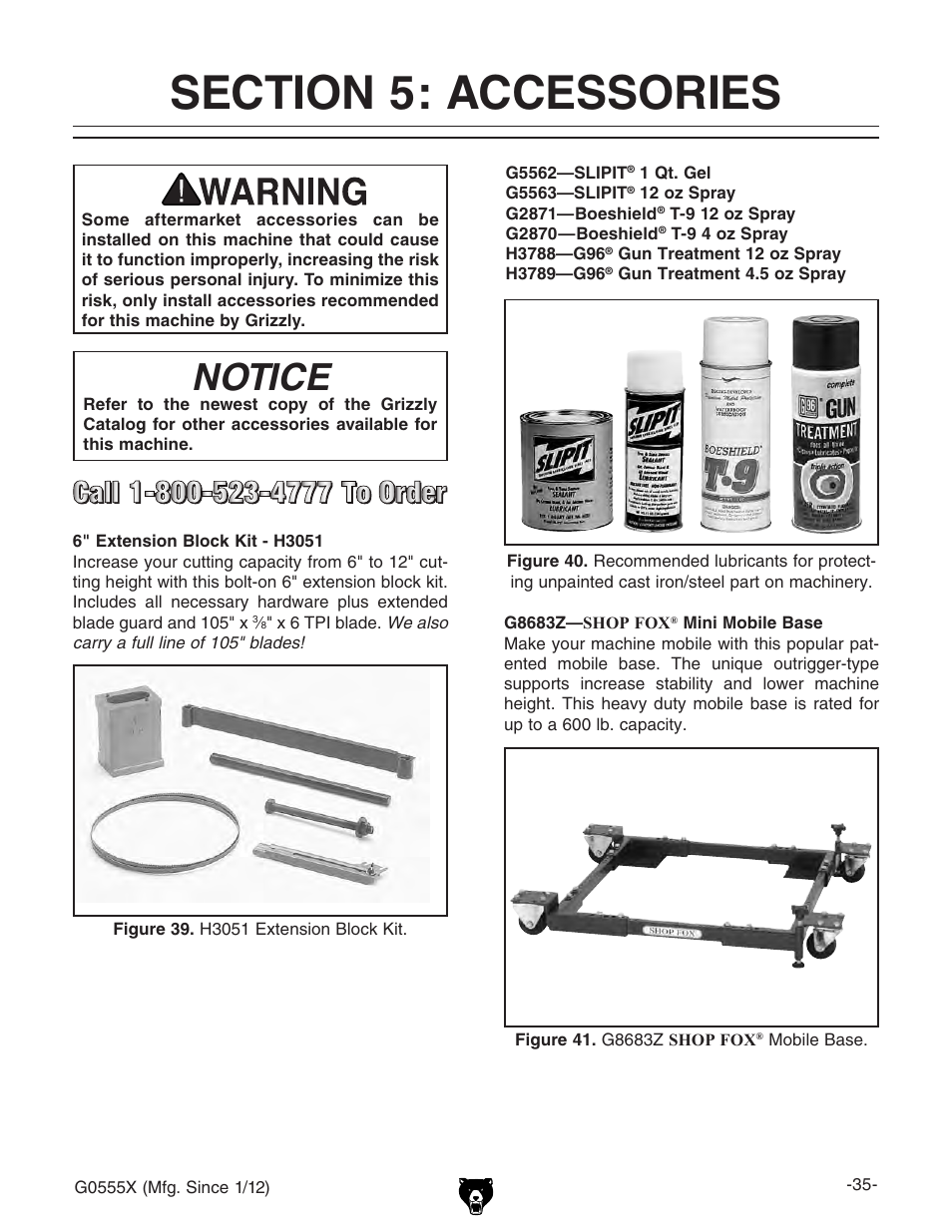 Notice | Grizzly G0555X User Manual | Page 37 / 60