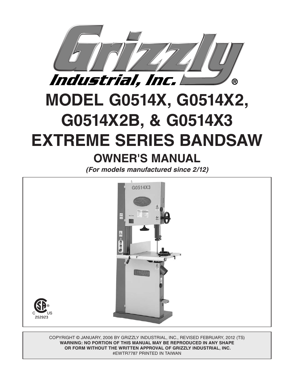 Grizzly G0514X User Manual | 96 pages