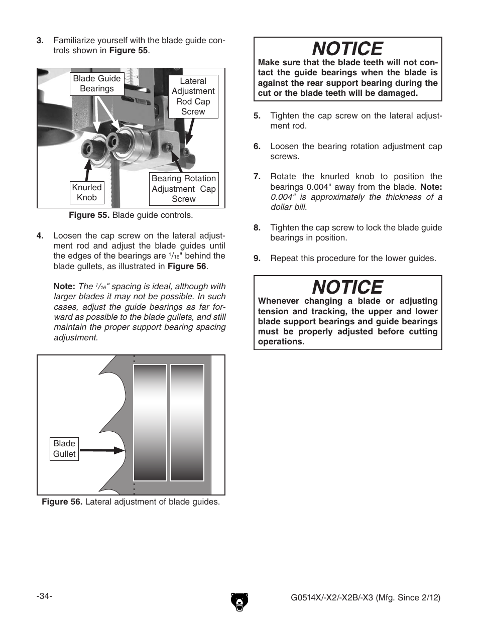 Grizzly G0514X User Manual | Page 36 / 96