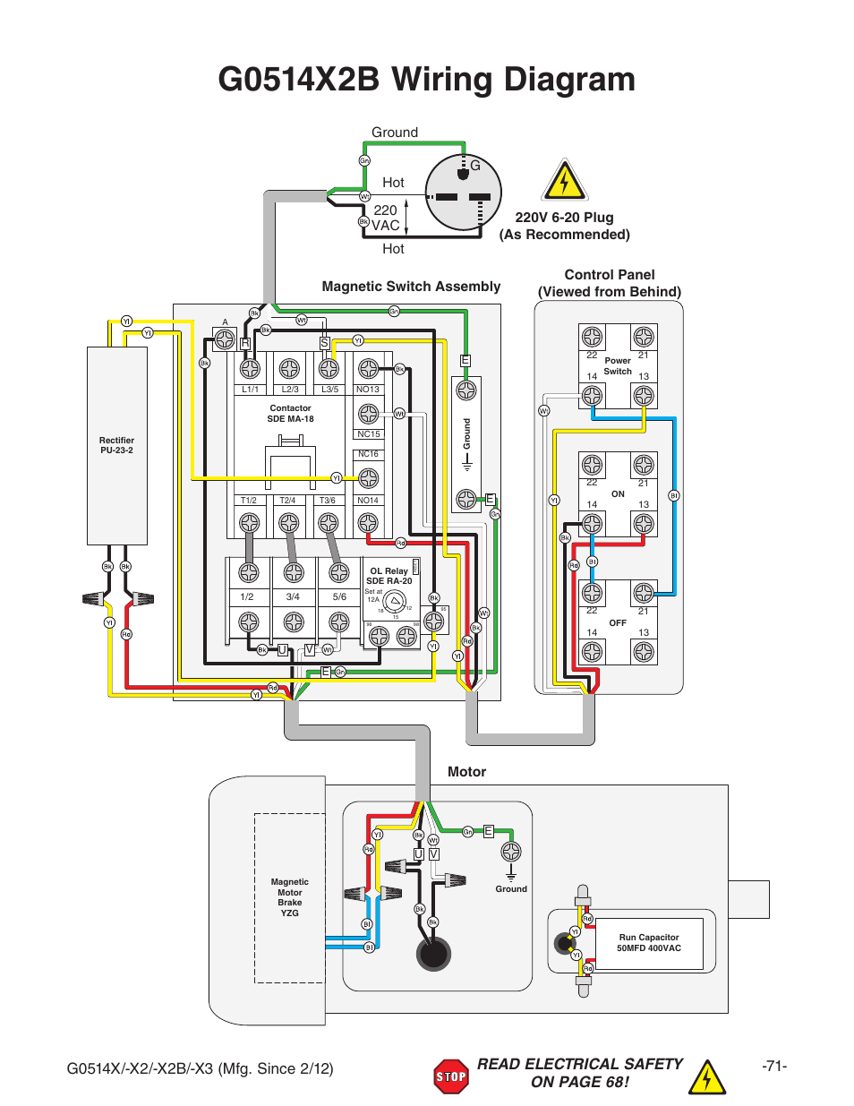 Motor | Grizzly G0514X User Manual | Page 73 / 96