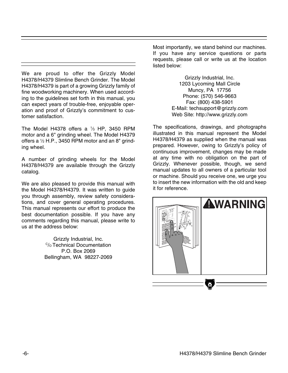 Commentary | Grizzly H437 User Manual | Page 8 / 28
