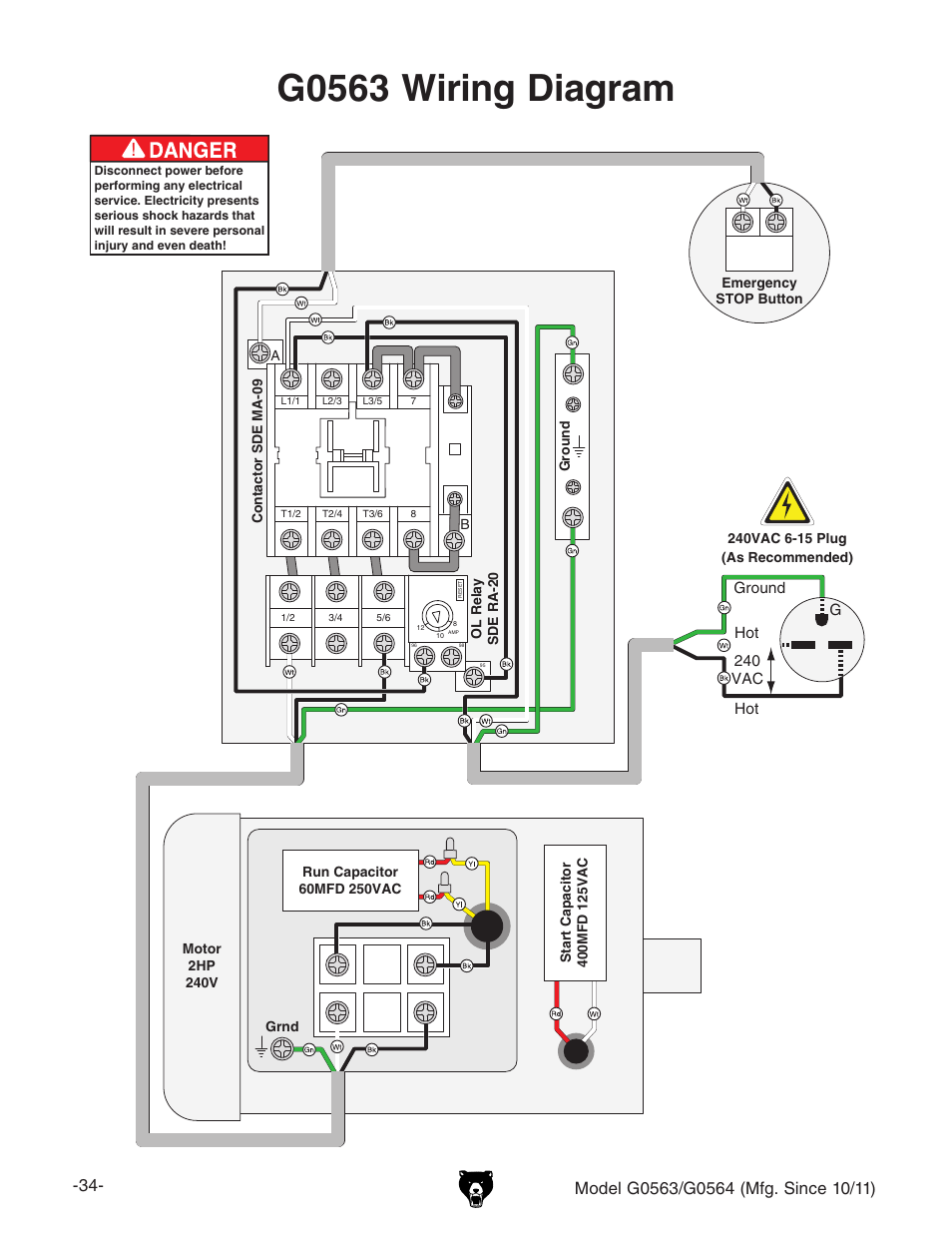 G0563 wiring diagram | Grizzly G0564 User Manual | Page 36 / 52