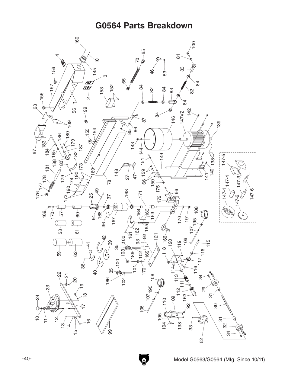 G0564 parts breakdown | Grizzly G0564 User Manual | Page 42 / 52