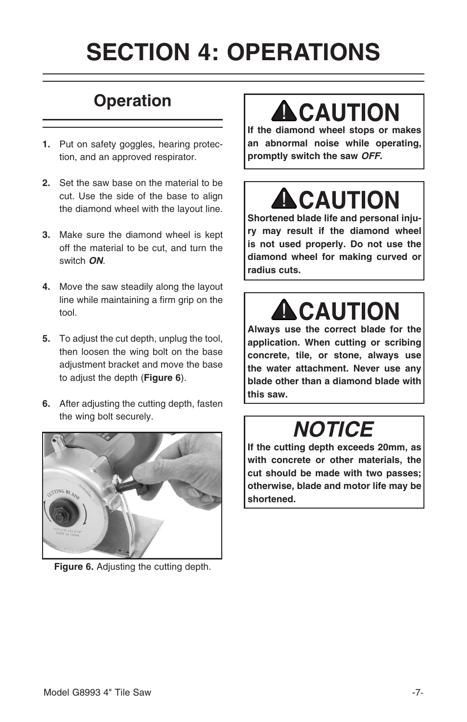 Notice, Operation | Grizzly G8993 User Manual | Page 9 / 16