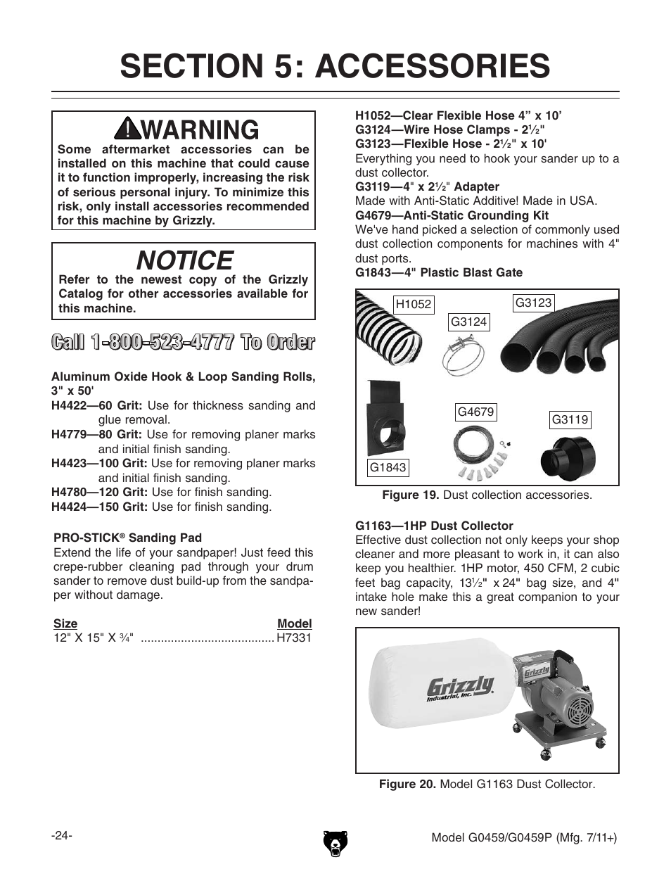 Notice | Grizzly 12" Drum Sander G0459 User Manual | Page 26 / 56
