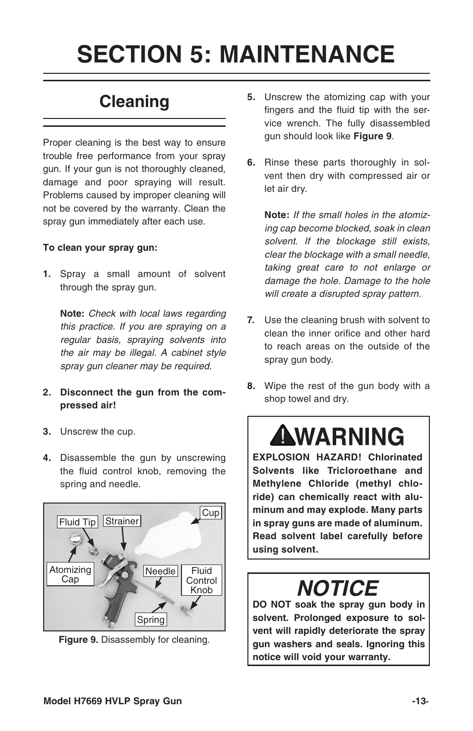 Notice, Cleaning | Grizzly H7669 User Manual | Page 13 / 20