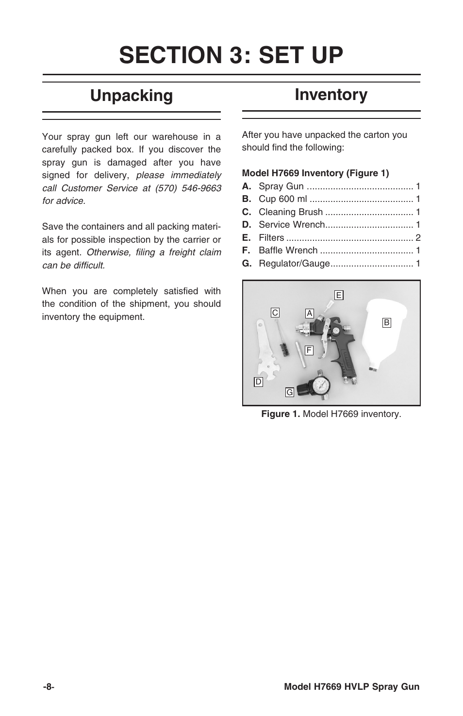 Unpacking, Inventory | Grizzly H7669 User Manual | Page 8 / 20