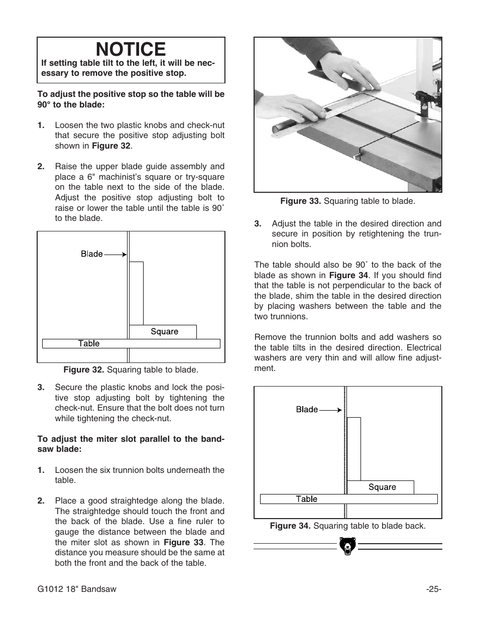 Notice | Grizzly G1012 User Manual | Page 27 / 52