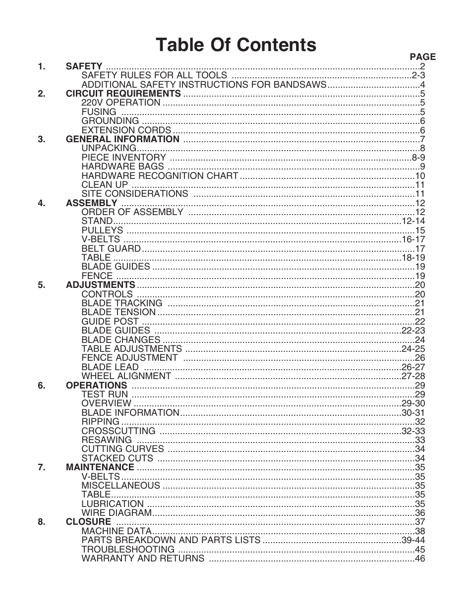 Grizzly G1012 User Manual | Page 3 / 52