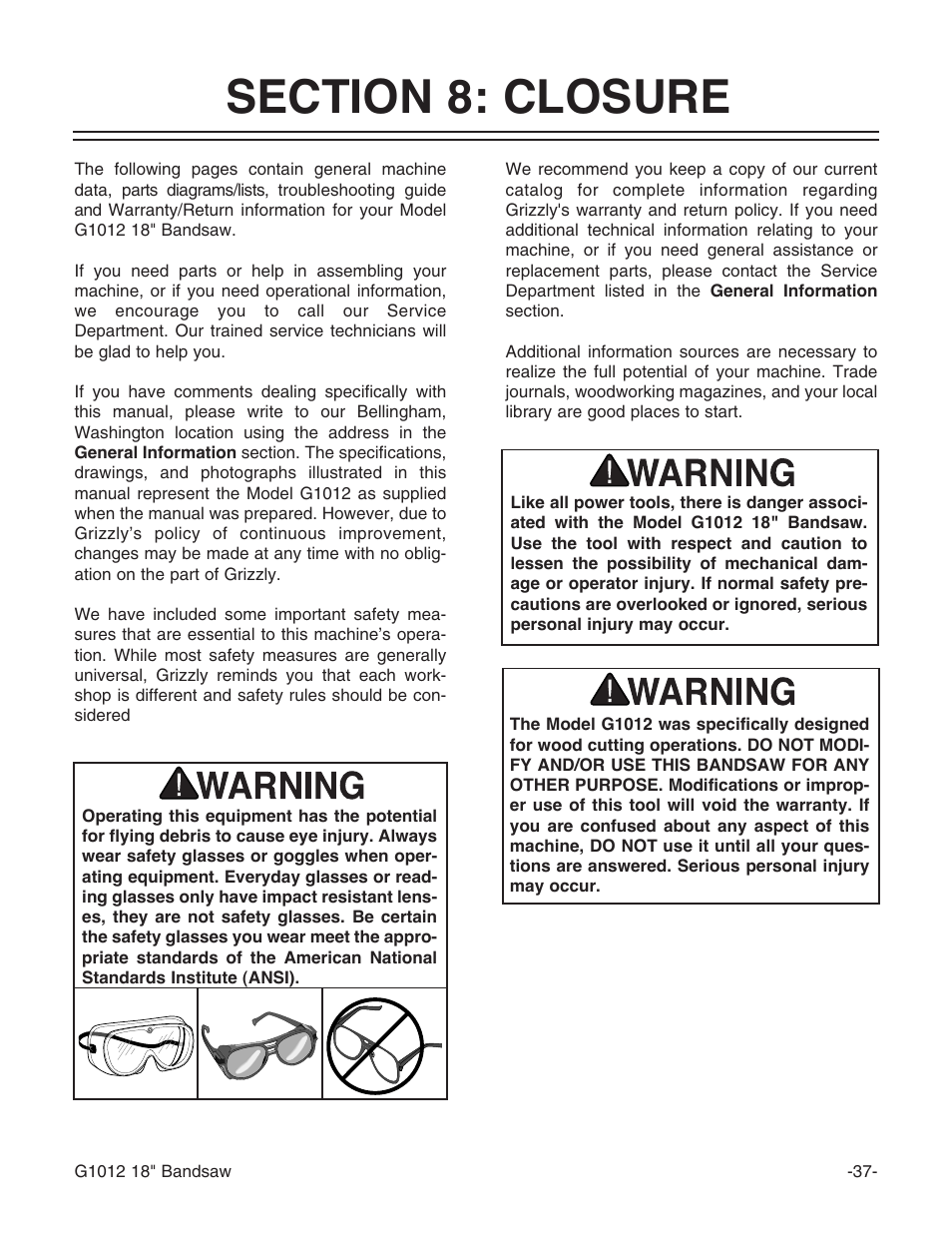 Grizzly G1012 User Manual | Page 39 / 52