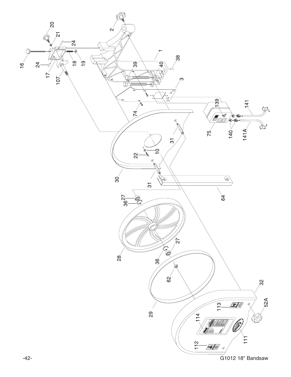 Grizzly G1012 User Manual | Page 44 / 52