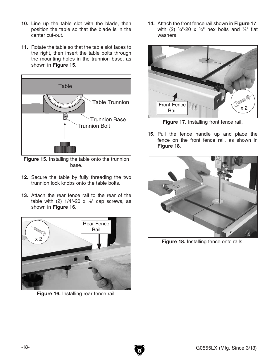 Grizzly Deluxe Bandsaw G0555LX User Manual | Page 20 / 68