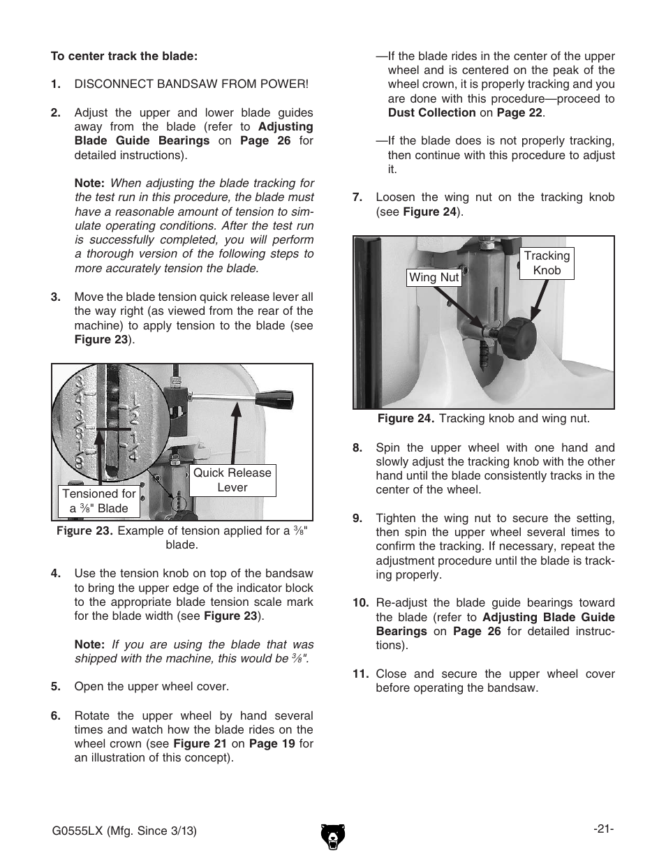 Grizzly Deluxe Bandsaw G0555LX User Manual | Page 23 / 68