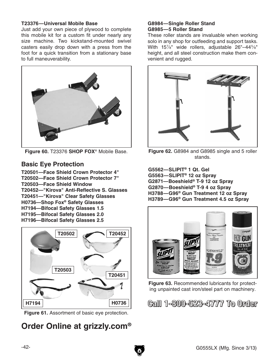 Basic eye protection | Grizzly Deluxe Bandsaw G0555LX User Manual | Page 44 / 68