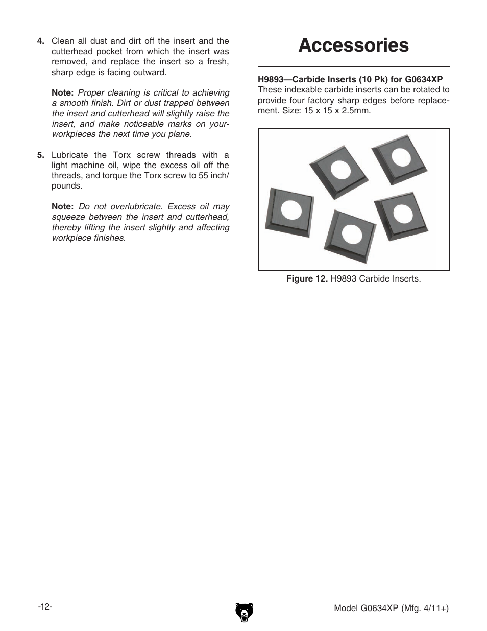 Accessories | Grizzly G0634XP User Manual | Page 12 / 84