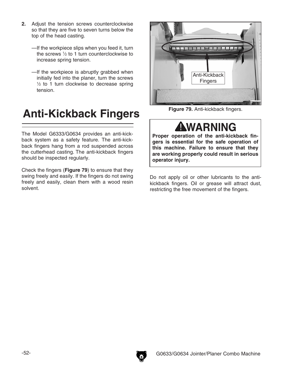 Anti-kickback fingers | Grizzly G0634XP User Manual | Page 66 / 84