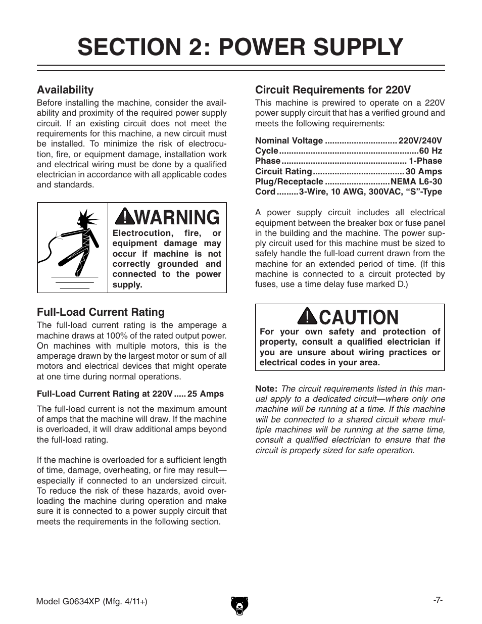 Grizzly G0634XP User Manual | Page 7 / 84
