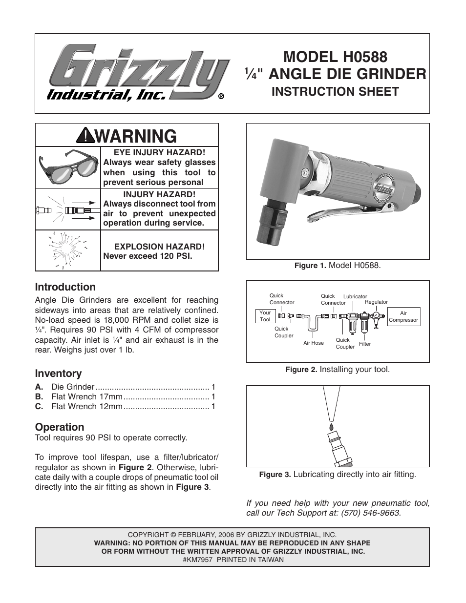 Grizzly Angle Die H0588 User Manual | 2 pages