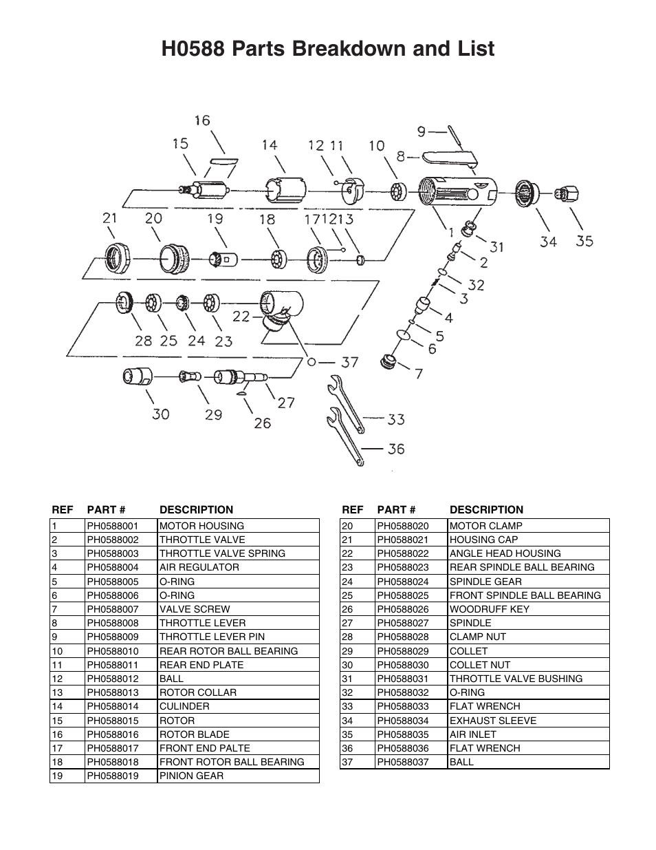 H0588 parts breakdown and list | Grizzly Angle Die H0588 User Manual | Page 2 / 2