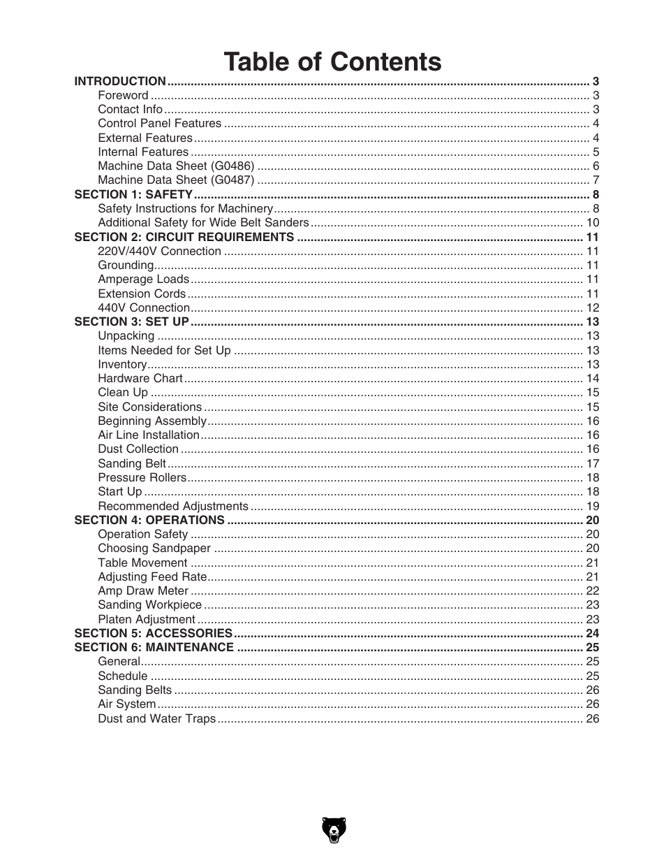 Grizzly G0486/G0487 User Manual | Page 3 / 76