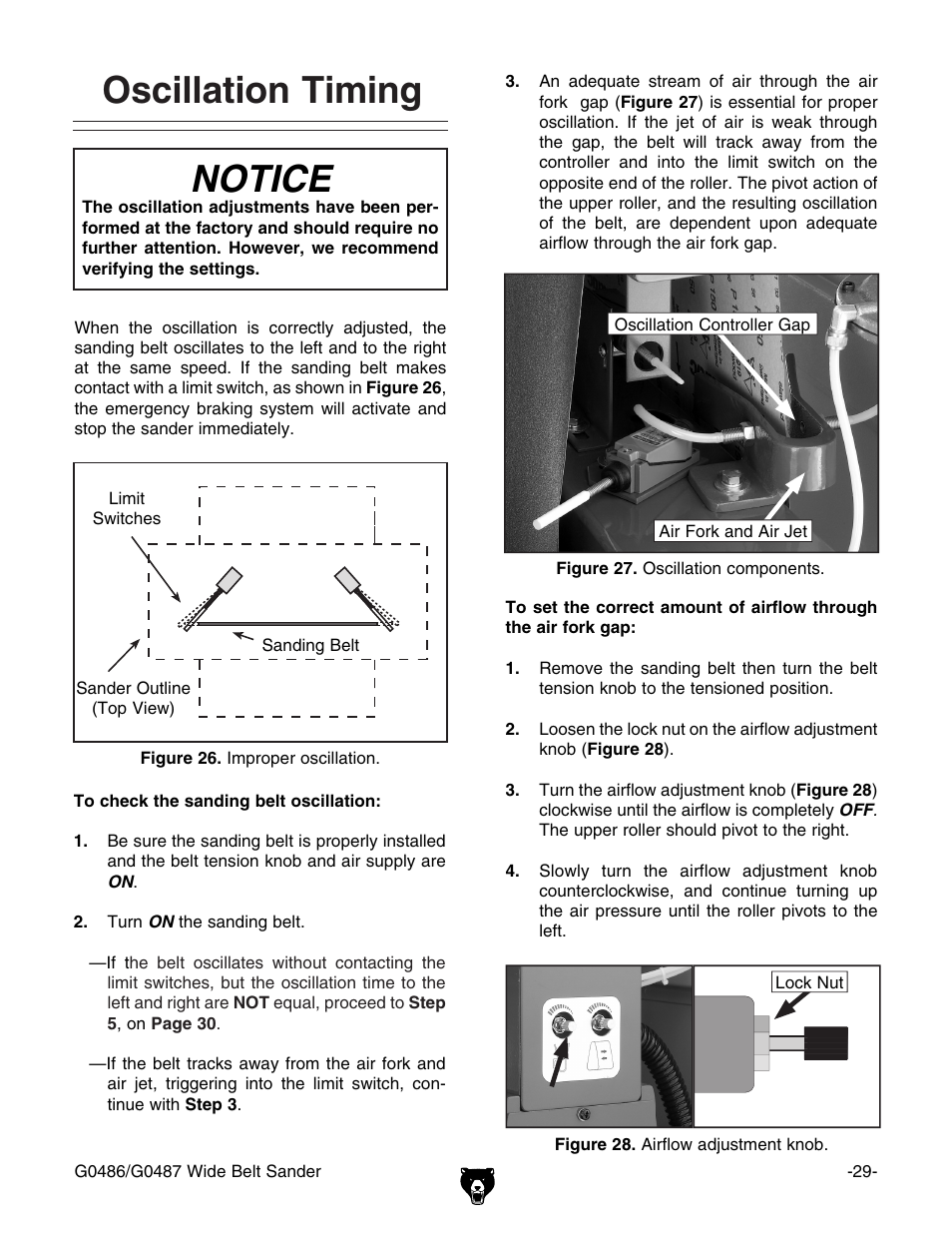 Oscillation timing, Notice | Grizzly G0486/G0487 User Manual | Page 31 / 76