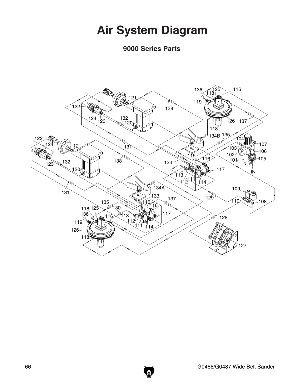 Air system diagram, 9000 series parts | Grizzly G0486/G0487 User Manual | Page 68 / 76